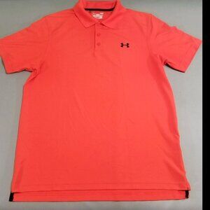 Under Armour   Men's Size "L"  Active  Polyester Golf Polo Shirt - Orange